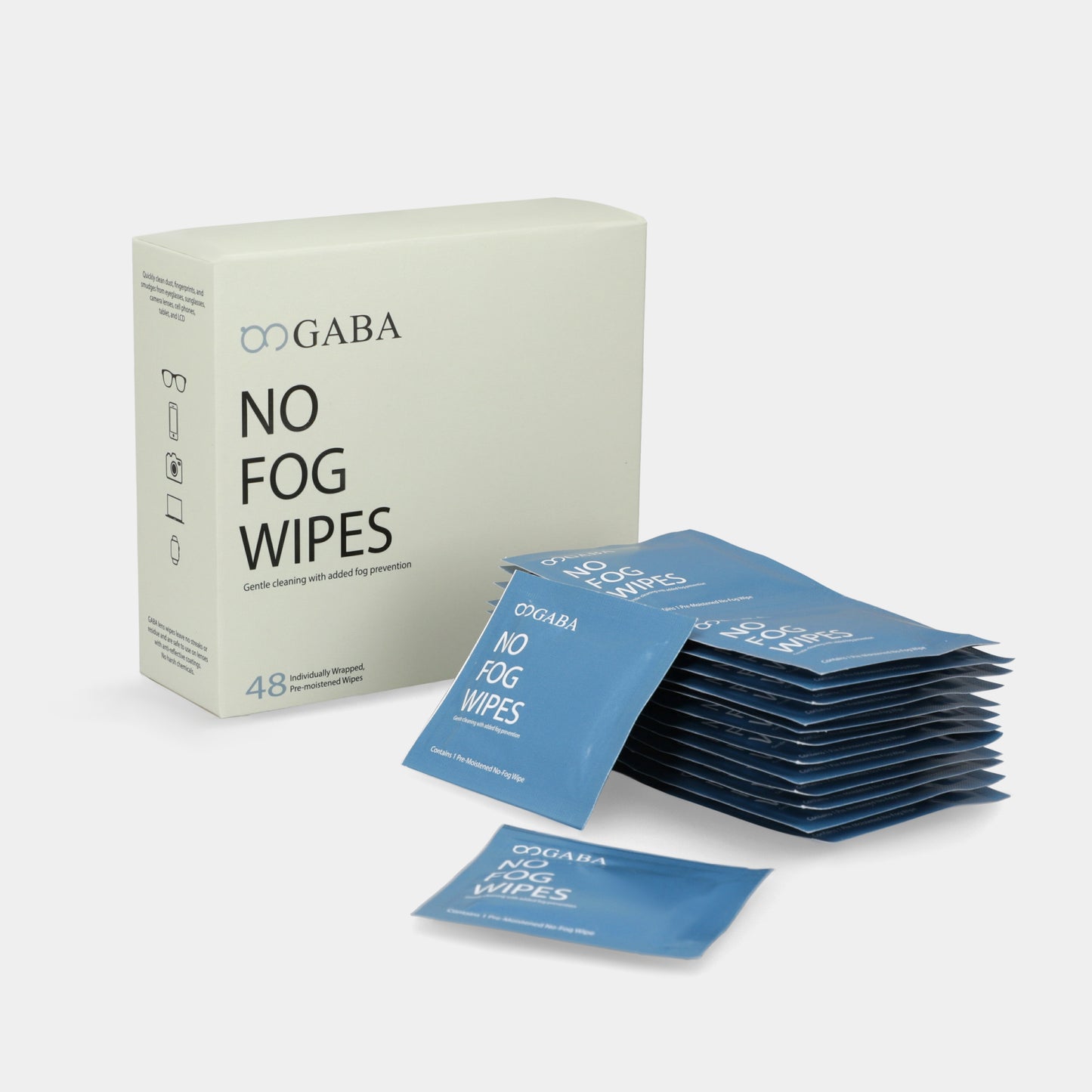 GABA Pre-moistened no fog cleaning lens wipes 48 pcs box