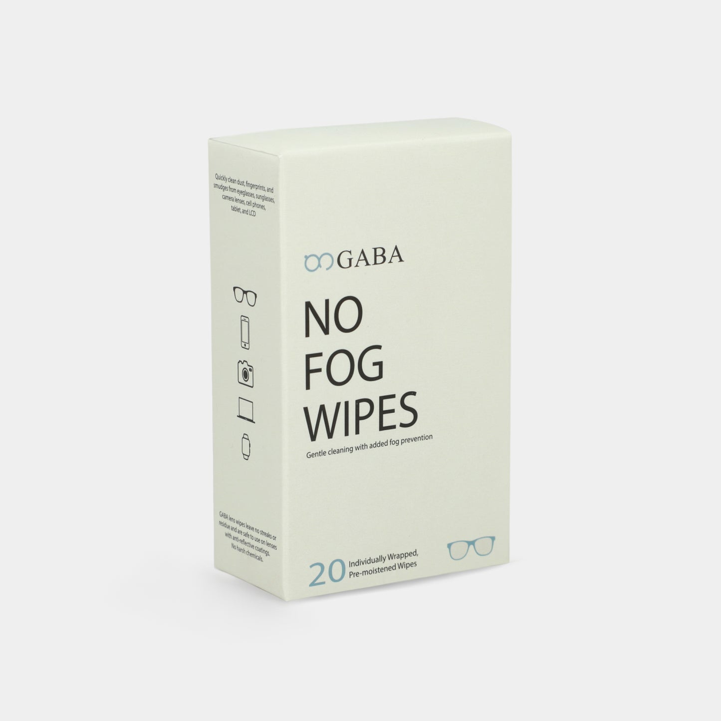 GABA Pre-moistened no fog cleaning lens wipes 20 pcs box